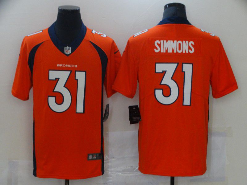 Men Denver Broncos 31 Simmons Orange Nike Vapor Untouchable Limited 2021 NFL Jersey